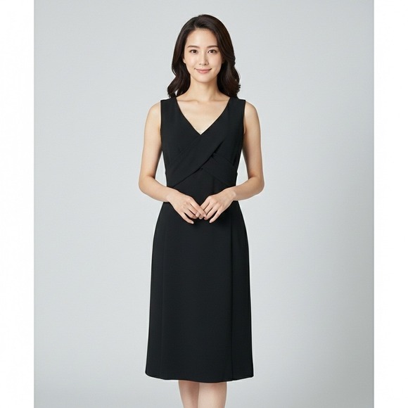 MaxMara Dresses & Skirts - MaxMara Black Surplice V-Neck Crossover Midi Dress Italy Size 6 US